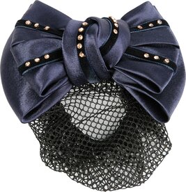 Haarstrik satijn navy ros&eacute;gold crystals.