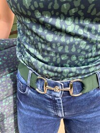 Ruiterriem elastic trensbit emerald/silver.