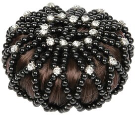 knotnet met parels/glitters Zwart.