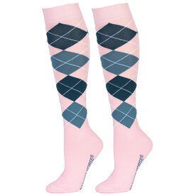 Ruiterkousen geruit pink Dolphin