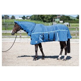 Vliegendeken belly met losse hals blauw.