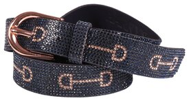 Ruiterriem DC glitter navy rosegold.