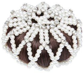 knotnet met parels/glitters Wit.