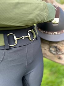 Ruiterriem elastic trensbit olive/silver