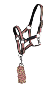 Halsterset Red Horse striped pink.