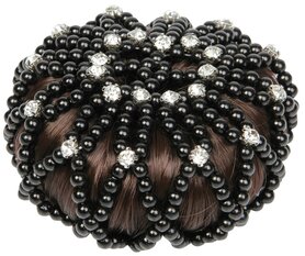 knotnet met parels/glitters Zwart.