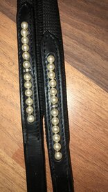  Webband teugel Swarovski/pearls zwart.