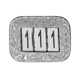 startnummer glitter zilver.