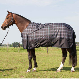 Outdoordeken zwart geruit 300gr.