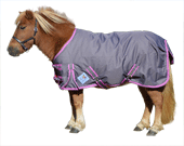 Pony regendeken Premiere grey/pink 94cm.