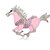 Plastronspeld Galopping horse pink rhinestone.
