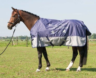 Regendeken Silver Logo fleece gevoerd grijs/blauw. 