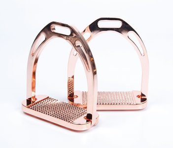 Stijgbeugels rosegold aluminium.