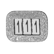 startnummer glitter zilver.