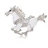 Plastronspeld white rhinestone Galopping horse._