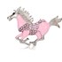 Plastronspeld Galopping horse pink rhinestone._