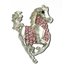 Plastronspeld zilver/rood Galopperend paard._